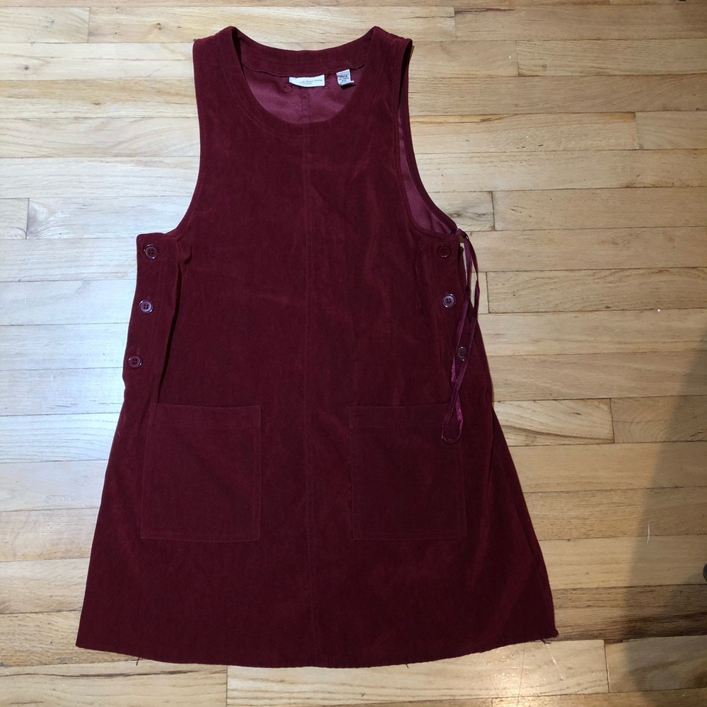 Red overall dress